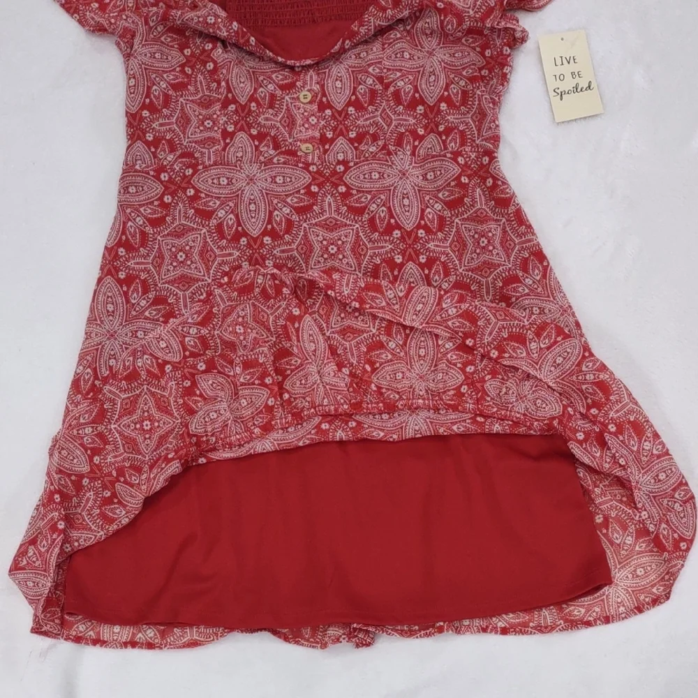 Live To Be Spoiled Patterned Short Sleeve Dress - Picture 15 of 16